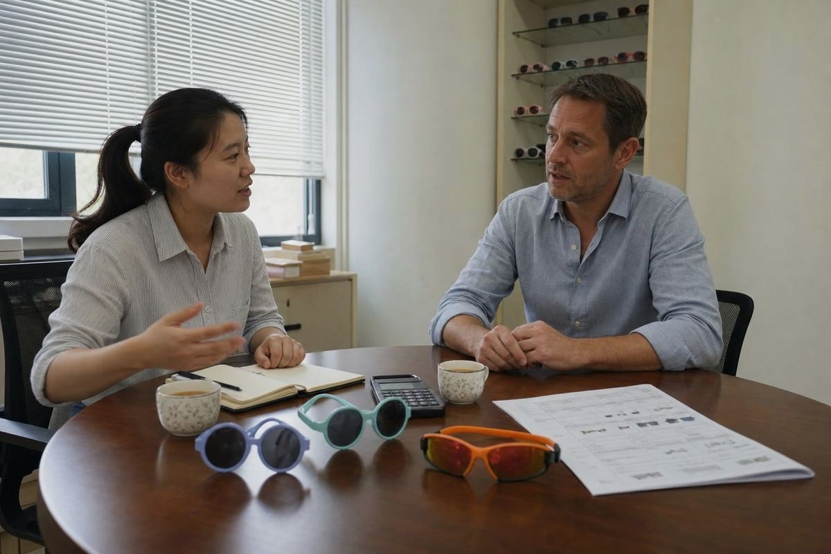 MOQ and payment milestone terms for split shipments from kids' eyewear factories (ID#3)