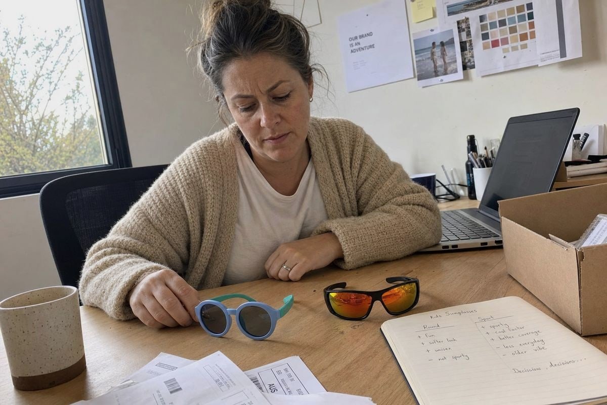 Selecting First A/B Styles Choosing two contrasting kids sunglasses styles from OKAY EYEWEAR's 800 designs for testing (ID#3)