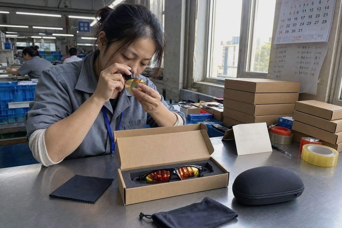 Preparing kids' sunglasses samples for blogger unboxing content creation (ID#1)