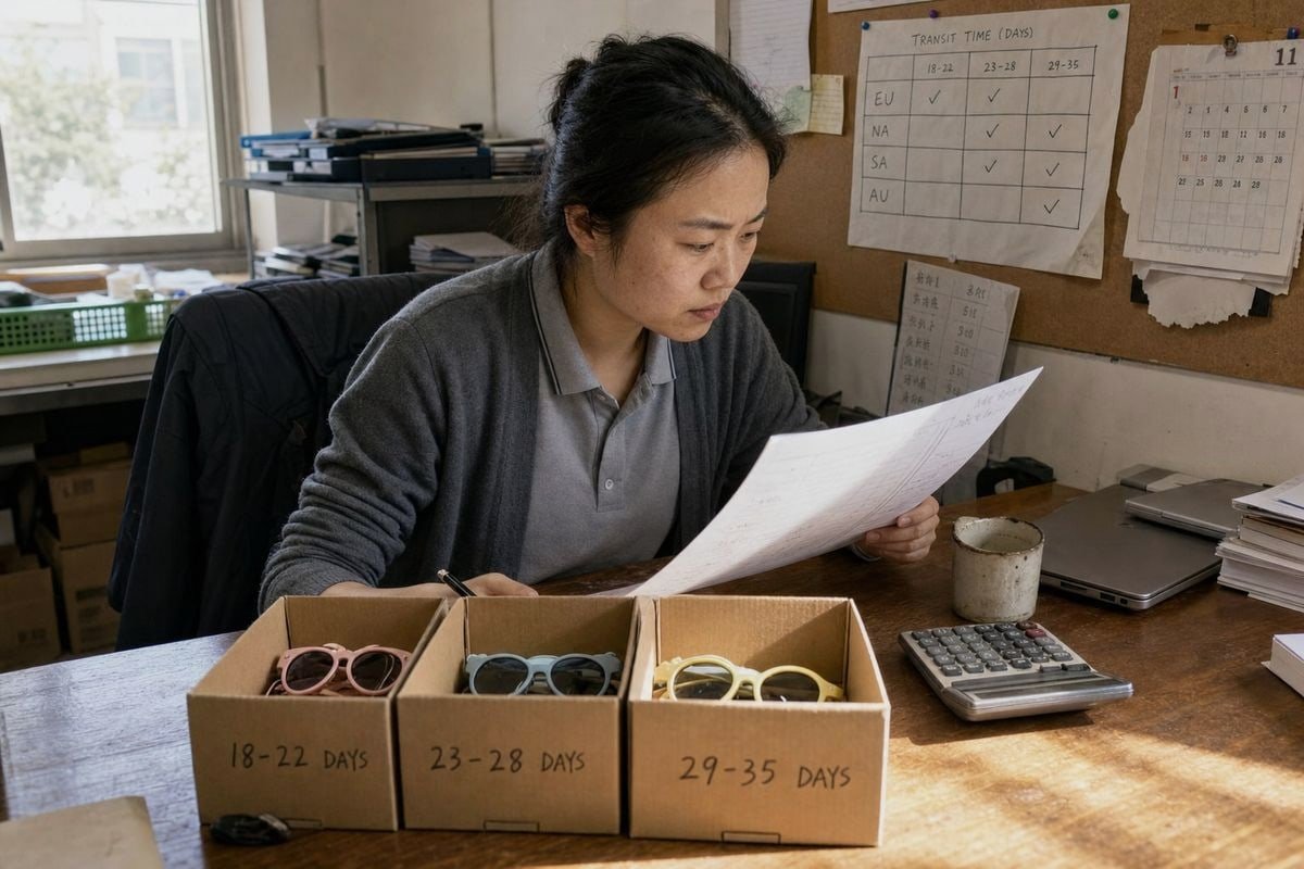 Freight Method Selection Choosing between sea, rail, and air freight based on volume, urgency, and margin for sunglasses orders (ID#2)