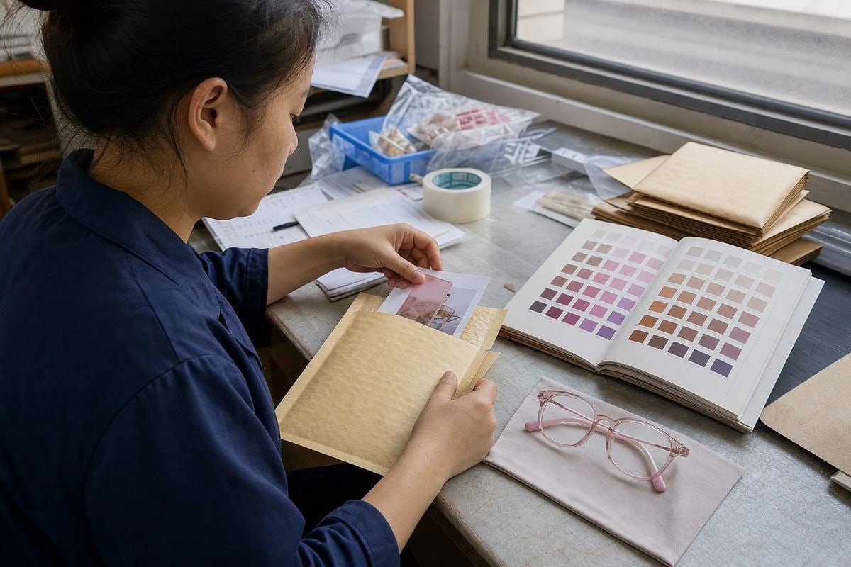 Describing custom eyewear colors remotely using Pantone codes, photos, and color chips (ID#2)
