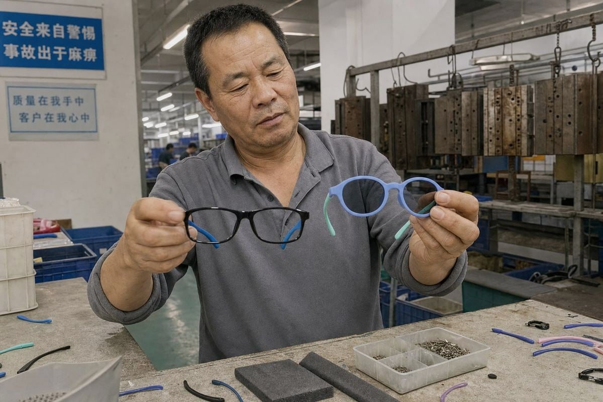 Comparison of TR90 and silicone materials for kids eyewear frames (ID#1)