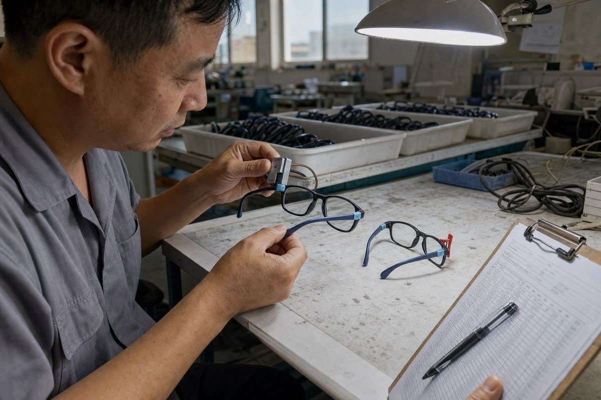 Comfort and Fit Child wearing properly fitted eyeglasses with anatomical bridge design for active comfort and safety (ID#5)