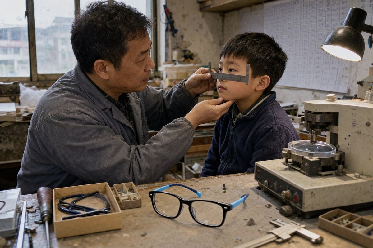 Kids' eyewear frame fitted with prescription lenses for vision correction (ID#1)