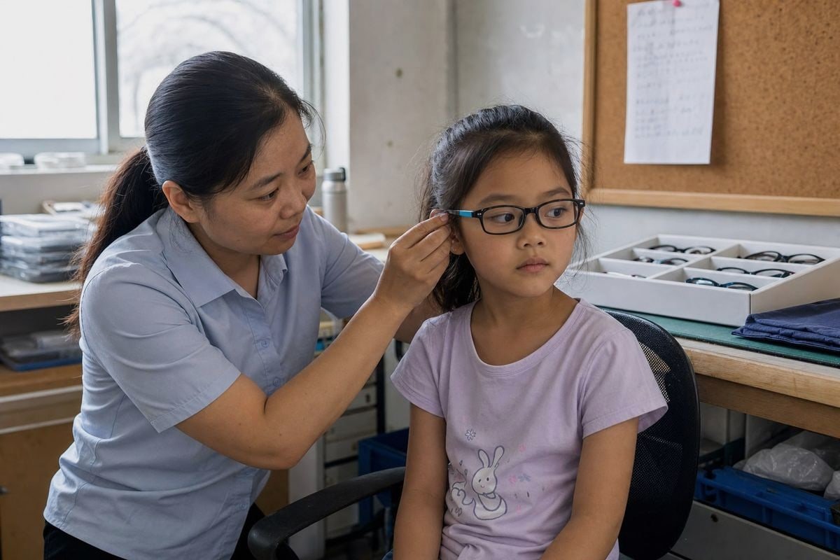 Comfort and Durability Properly fitted kids' glasses ensuring comfort and durability with spring hinges (ID#3)
