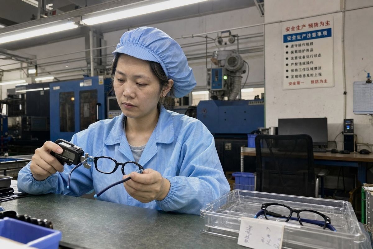 Quality control inspection stages for kids' optical frames manufacturing with traceability standards (ID#2)