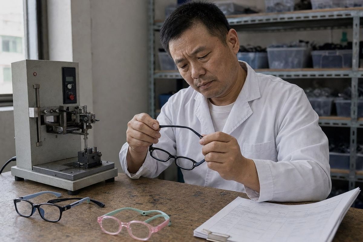 Third-party lab testing verifies safe, comfortable materials for children's eyewear frames (ID#3)