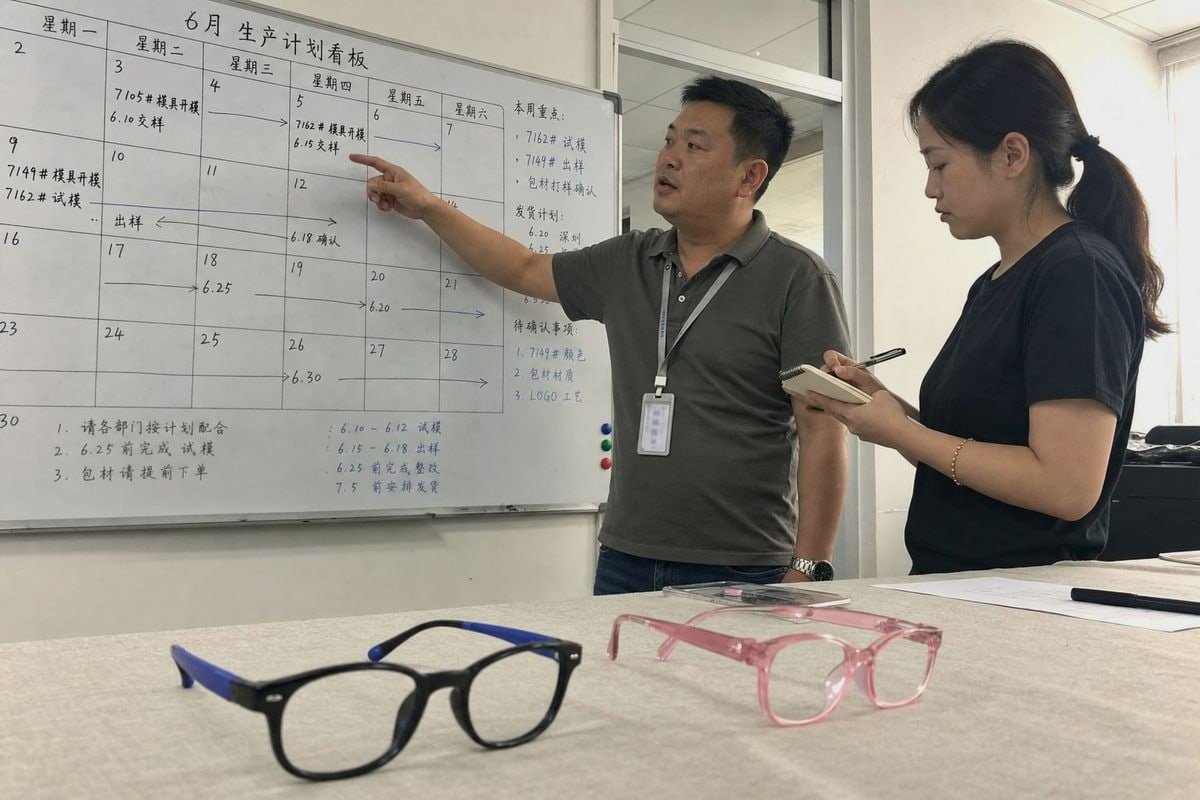Aligning supplier timelines with annual review cycles for kids optical frames (ID#1)