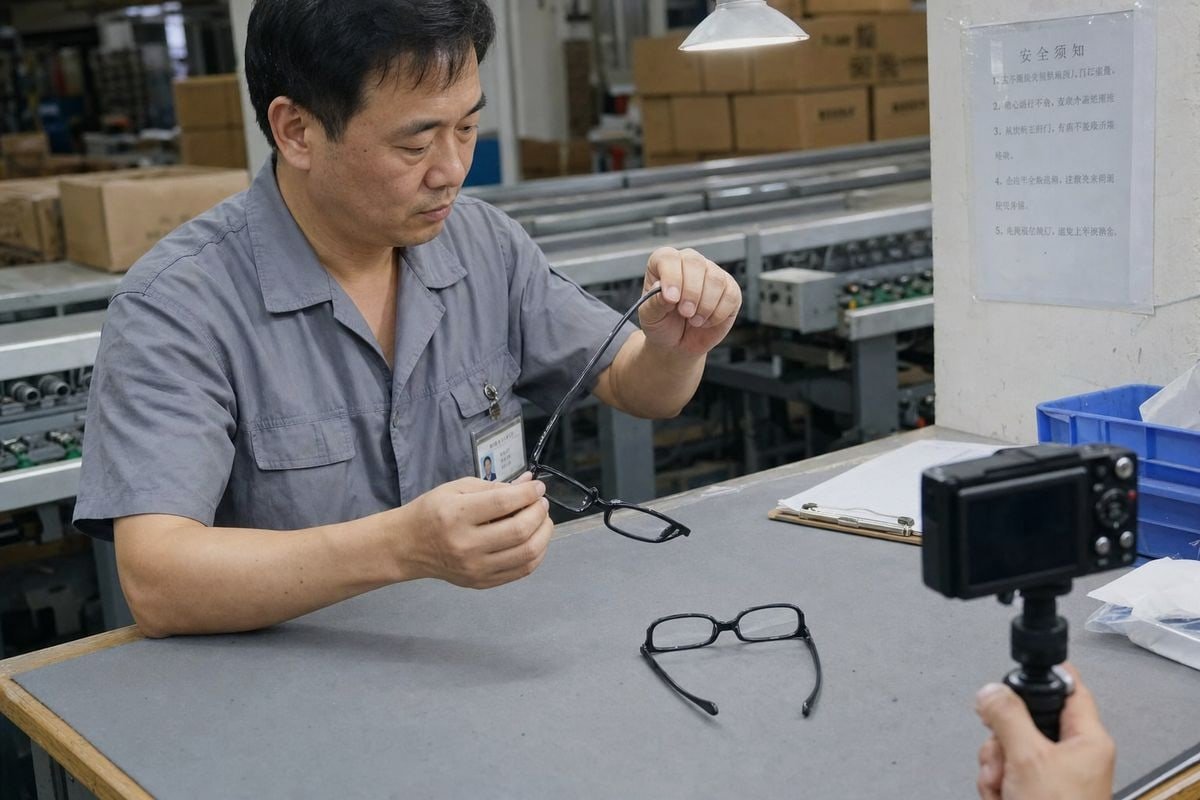 Photos showing frame flexibility tests and safety hinge features for confirmation (ID#3)