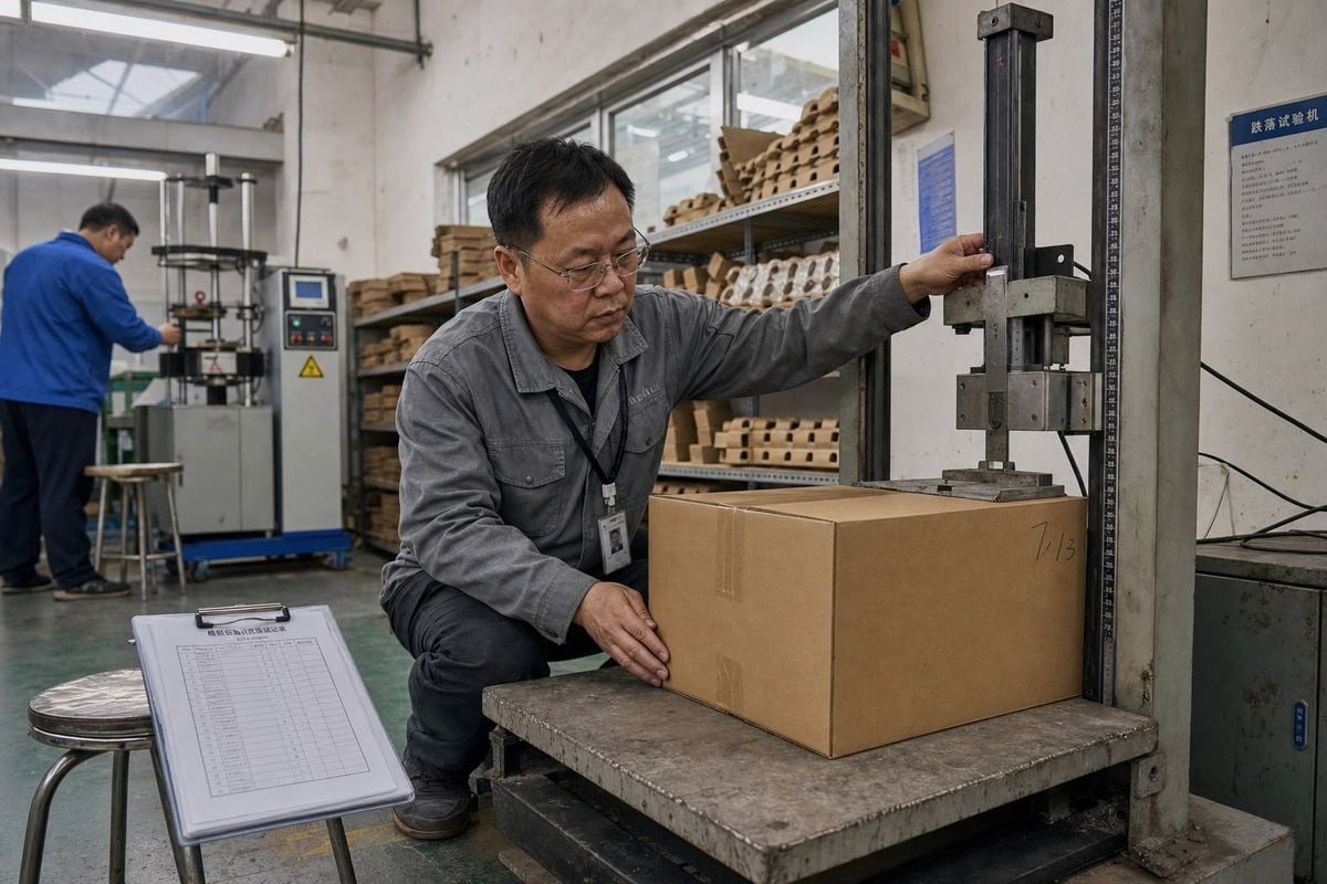 Testing export packaging for kids optical frames against drops and compression (ID#1)