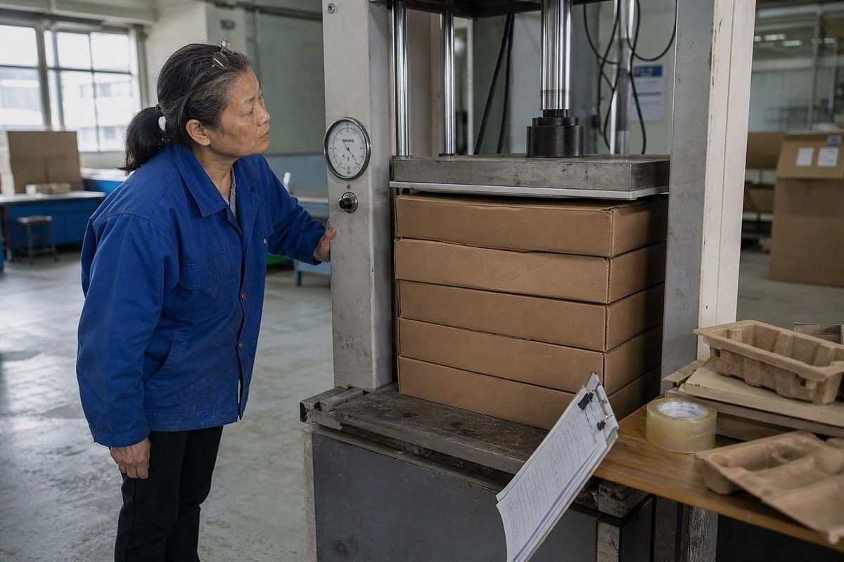 Compression testing standards protecting optical frames stacked in bulk shipping cartons (ID#4)