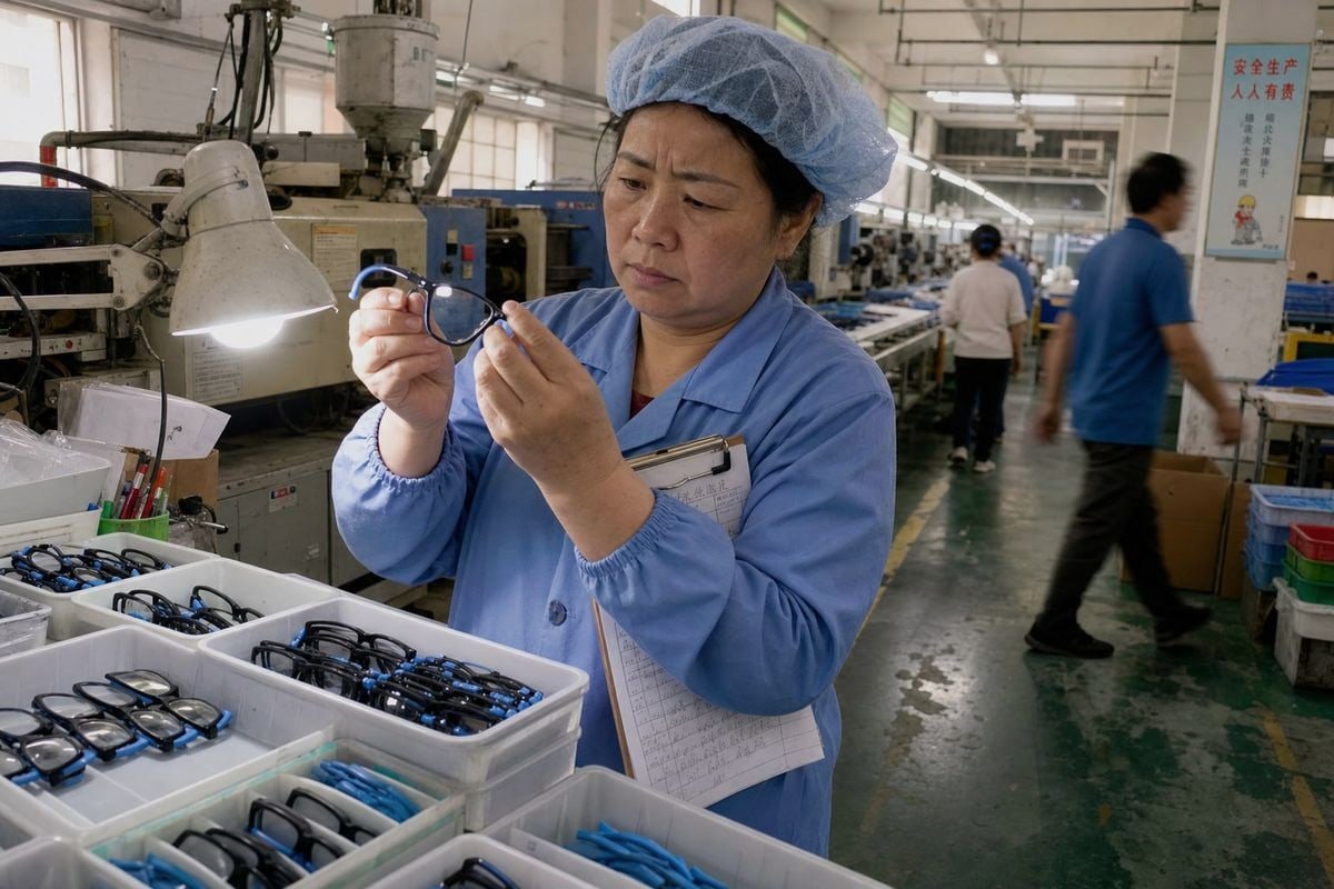 Kids optical frames bulk orders comparing mid-production and final inspection for rework prevention (ID#1)
