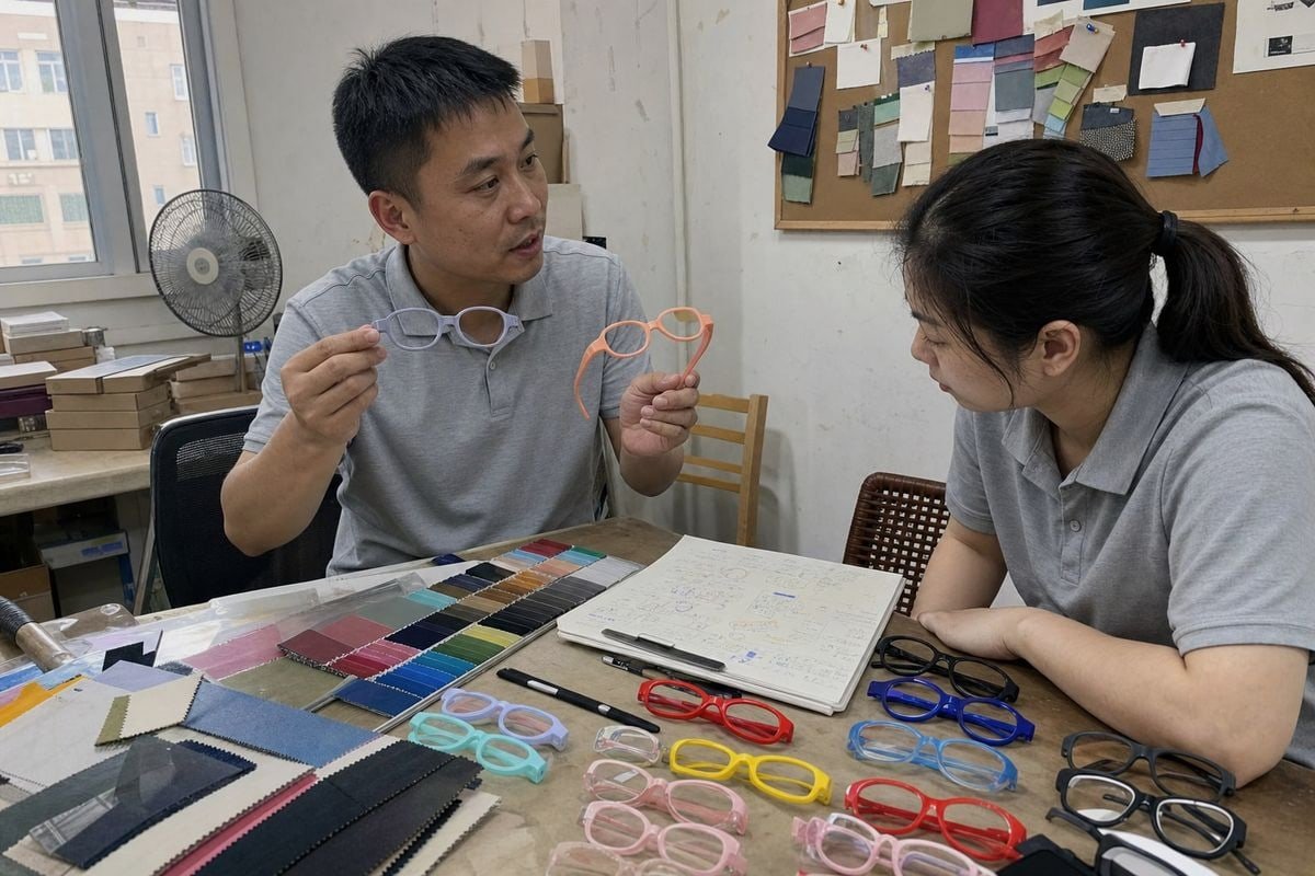 Young child wearing comfortable character-inspired glasses with flexible curved frame design (ID#5)