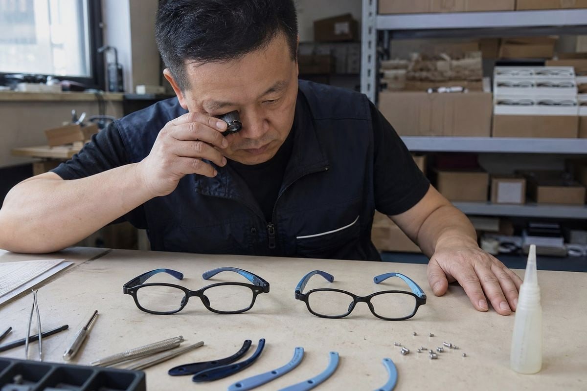 Screwless flexible frame versus spring hinge design for children's eyewear durability comparison (ID#5)