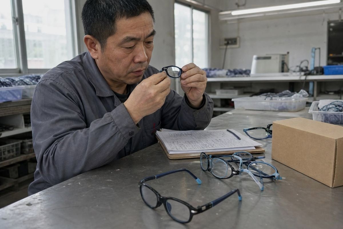Kids optical frame with lens detached from eyewire showing common fit failure (ID#1)