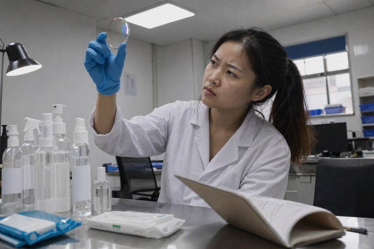 Chemicals like ammonia and acetone that strip anti-scratch lens coatings (ID#2)