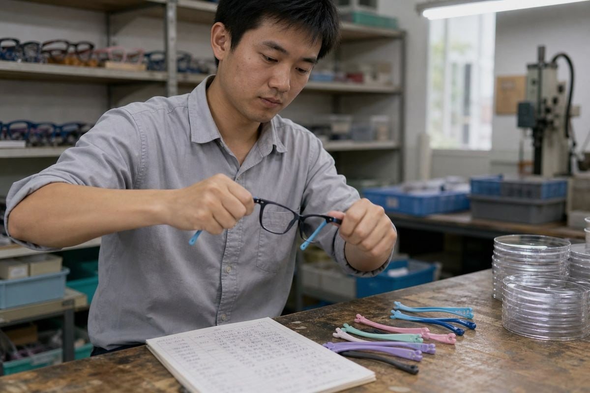 Flexible frame materials like TR90 and TPEE that reduce breakage complaints (ID#3)