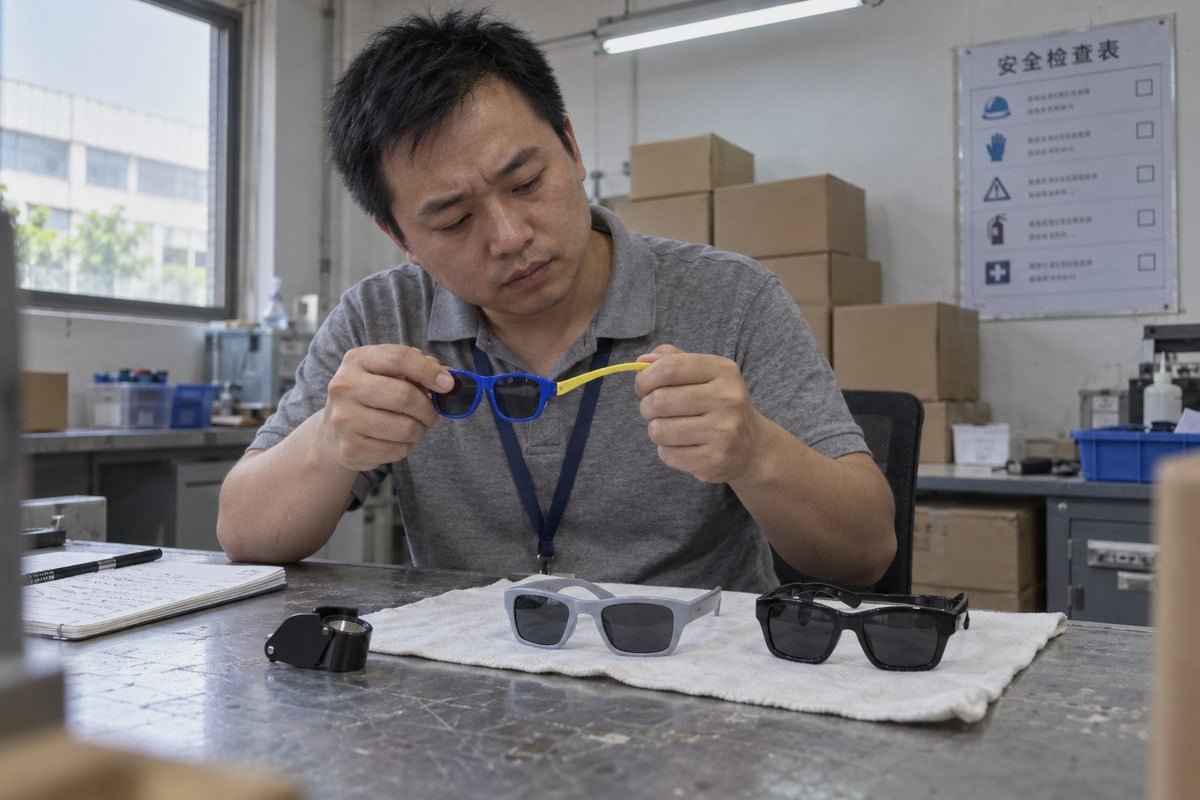 Comparison of TPEE, TR90, and PC materials for kids' sunglasses frames (ID#1)