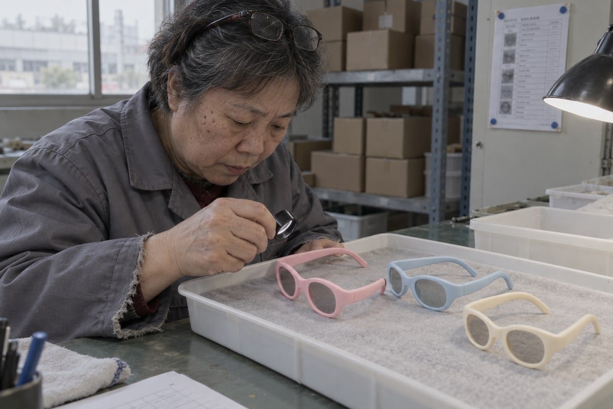 Durability test showing TR90 outperforming TPEE and PC for active kids' sunglasses frames (ID#4)