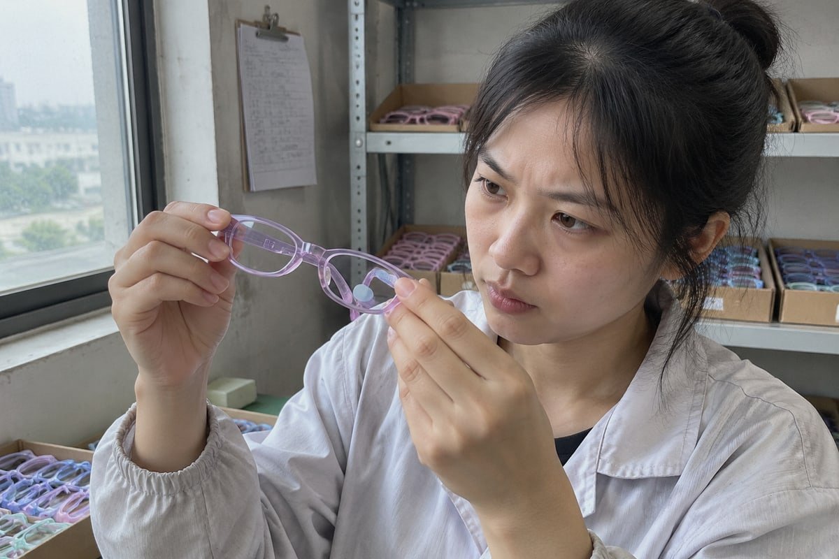 Checklist of seven quality control tests required before placing a bulk sunglasses order (ID#4)