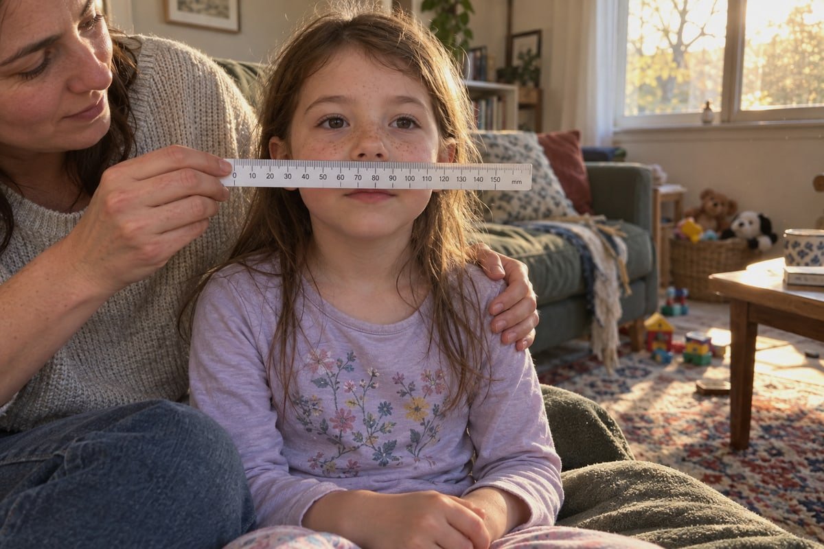 Face Width Measurement Step-by-step method to accurately measure a child's face width at home before ordering (ID#2)
