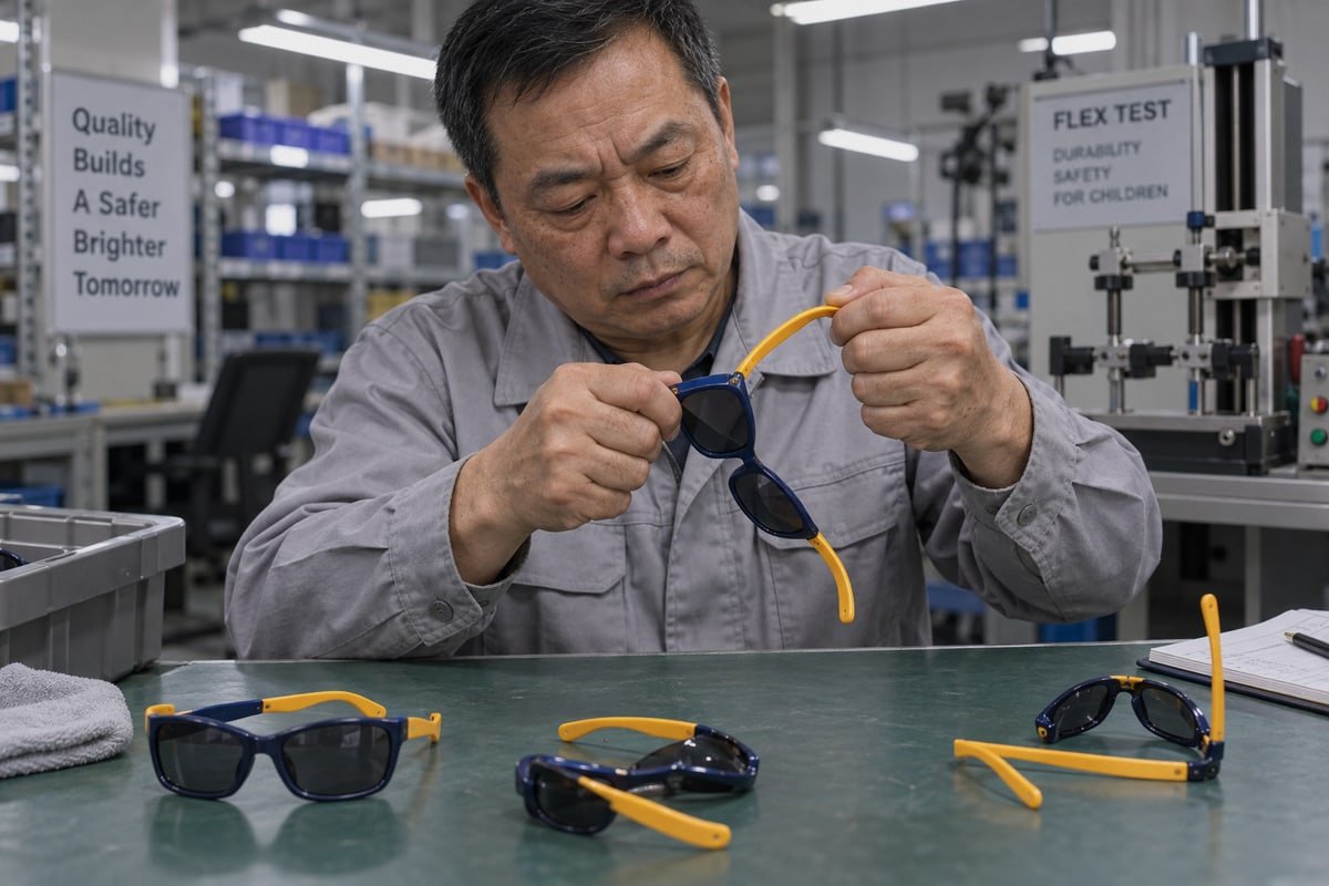 Flexible hinges and temples tested for durability and resistance to daily rough wear (ID#3)