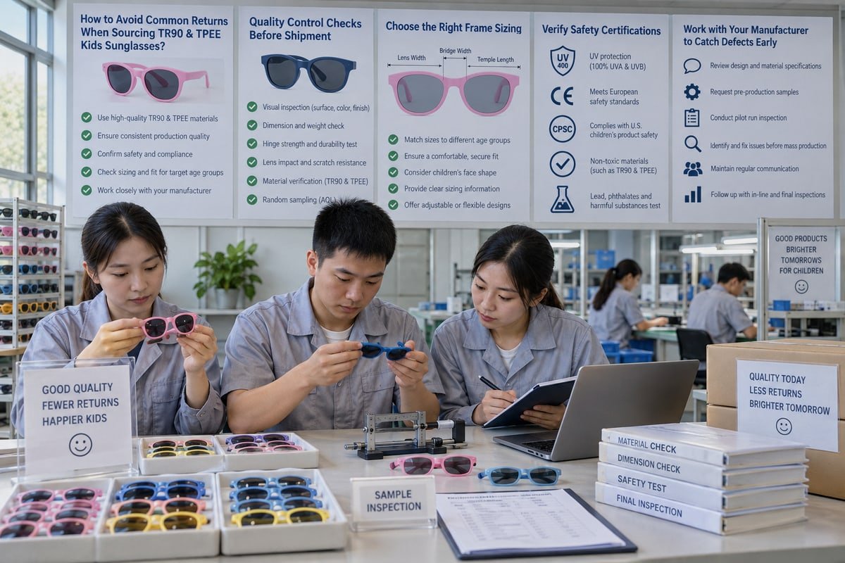 Guide to avoiding common returns when sourcing TR90 and TPEE kids sunglasses (ID#1)