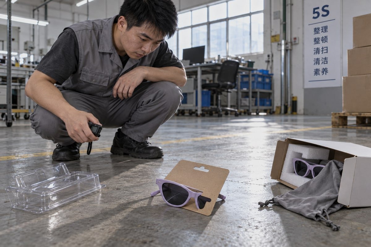 Box packaging with inserts protecting flexible TPEE frames during shipping and display (ID#3)