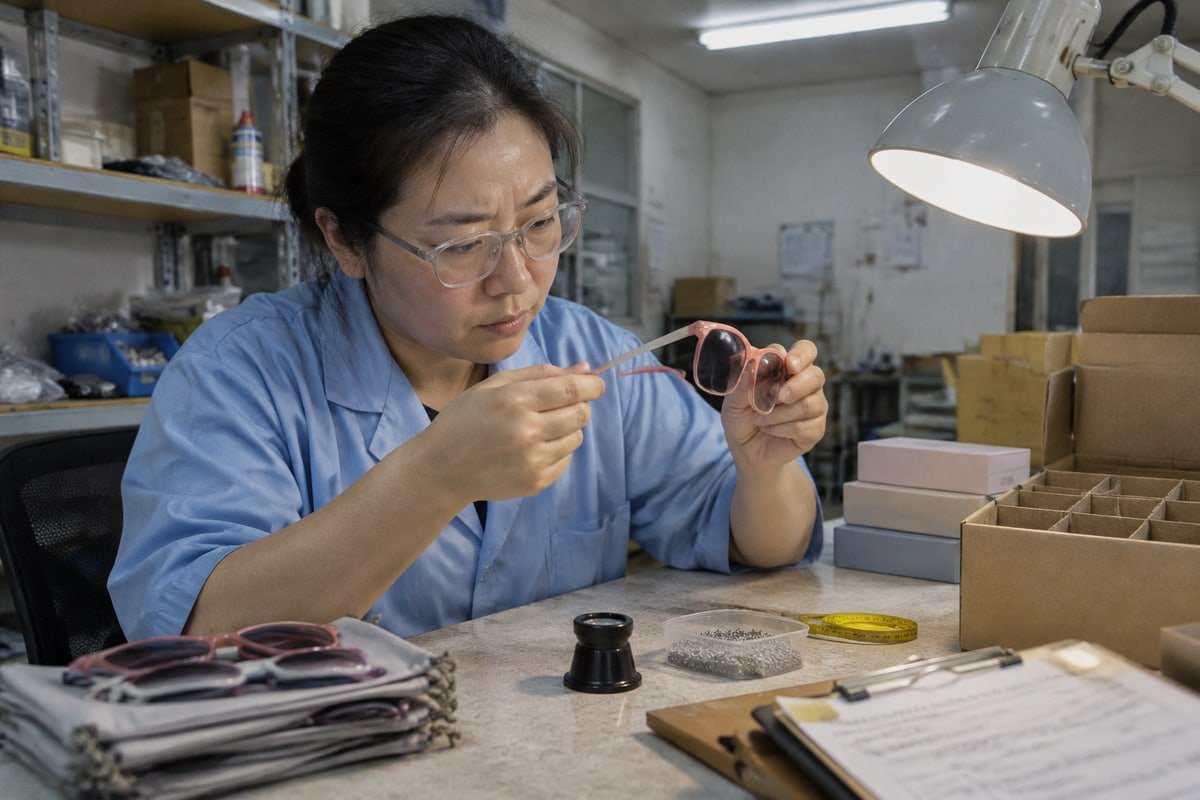 “mainEntity”: [ Quality checks for frame symmetry, hinges, lenses, and packaging before factory shipment (ID#4)