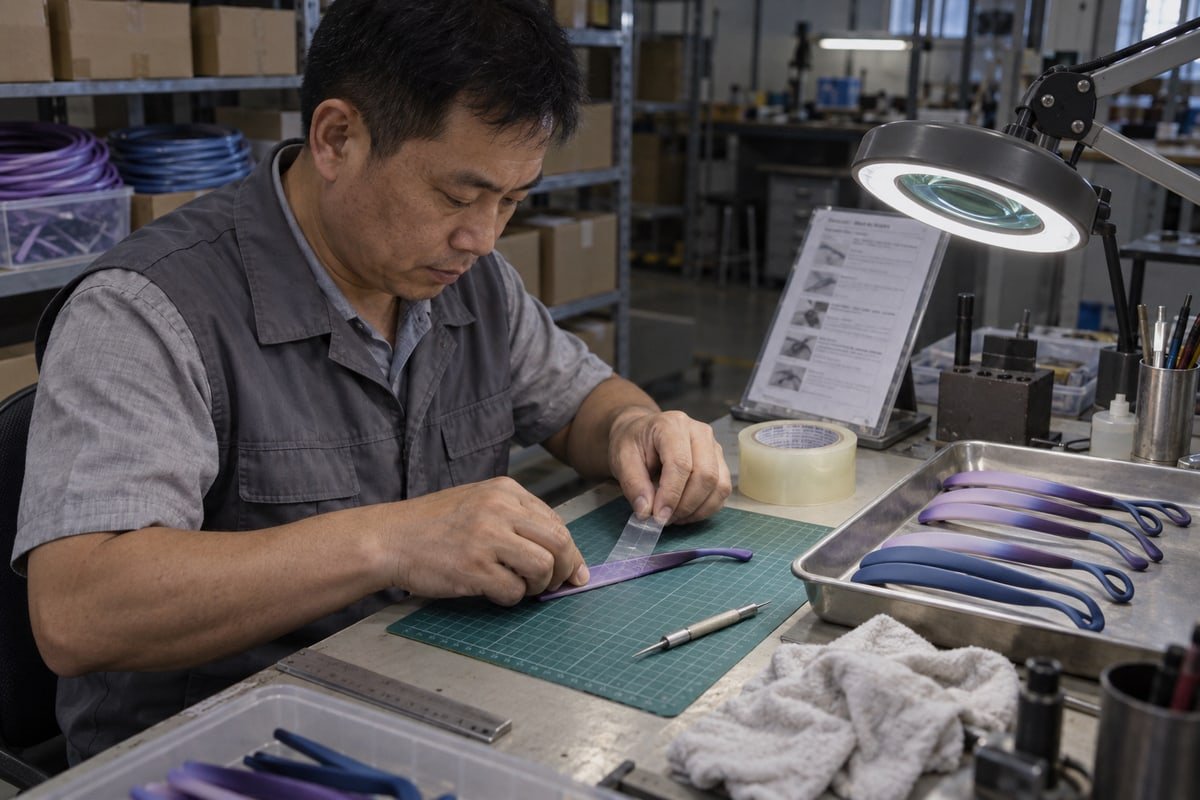 How to test TPEE rubber coating bonding and adhesion on eyewear frames (ID#3)