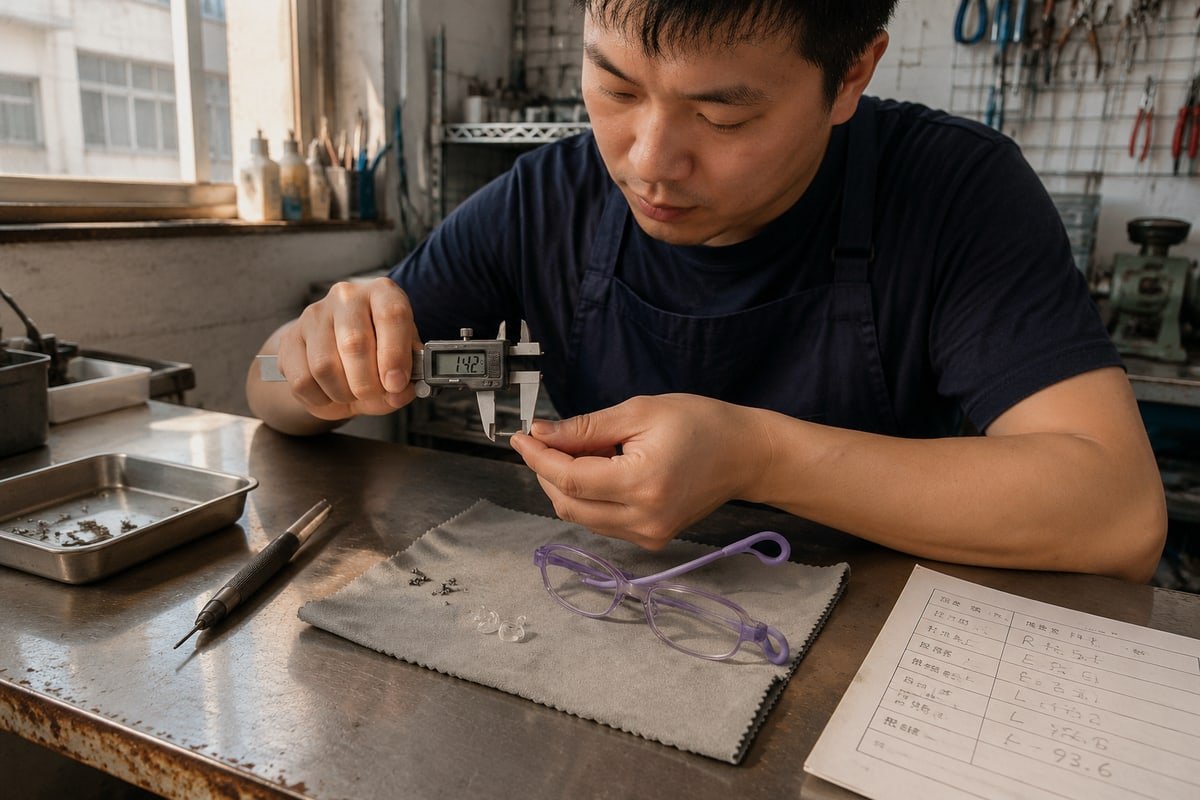 Measuring screw diameter and nose pad mount style to find correct replacement parts (ID#3)