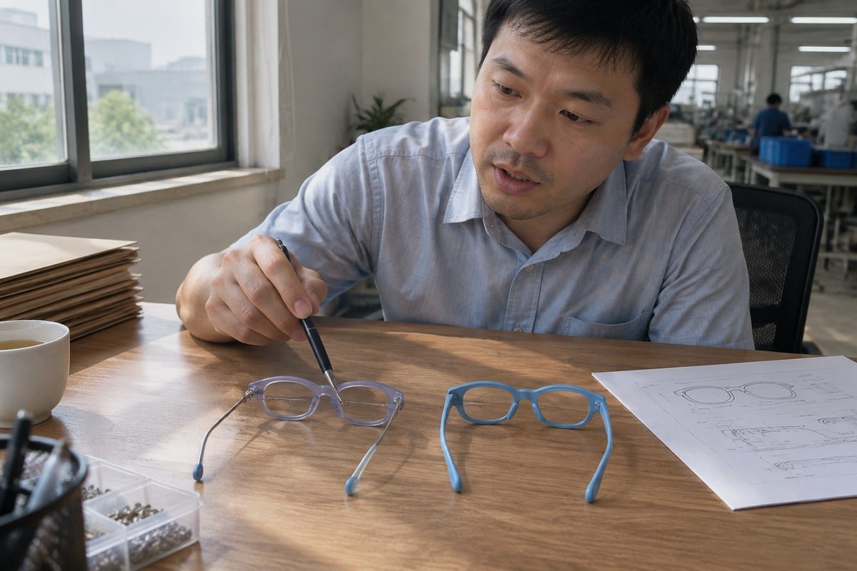 Bulk order spare parts kit with screws, nose pads, and temple tips from supplier (ID#4)