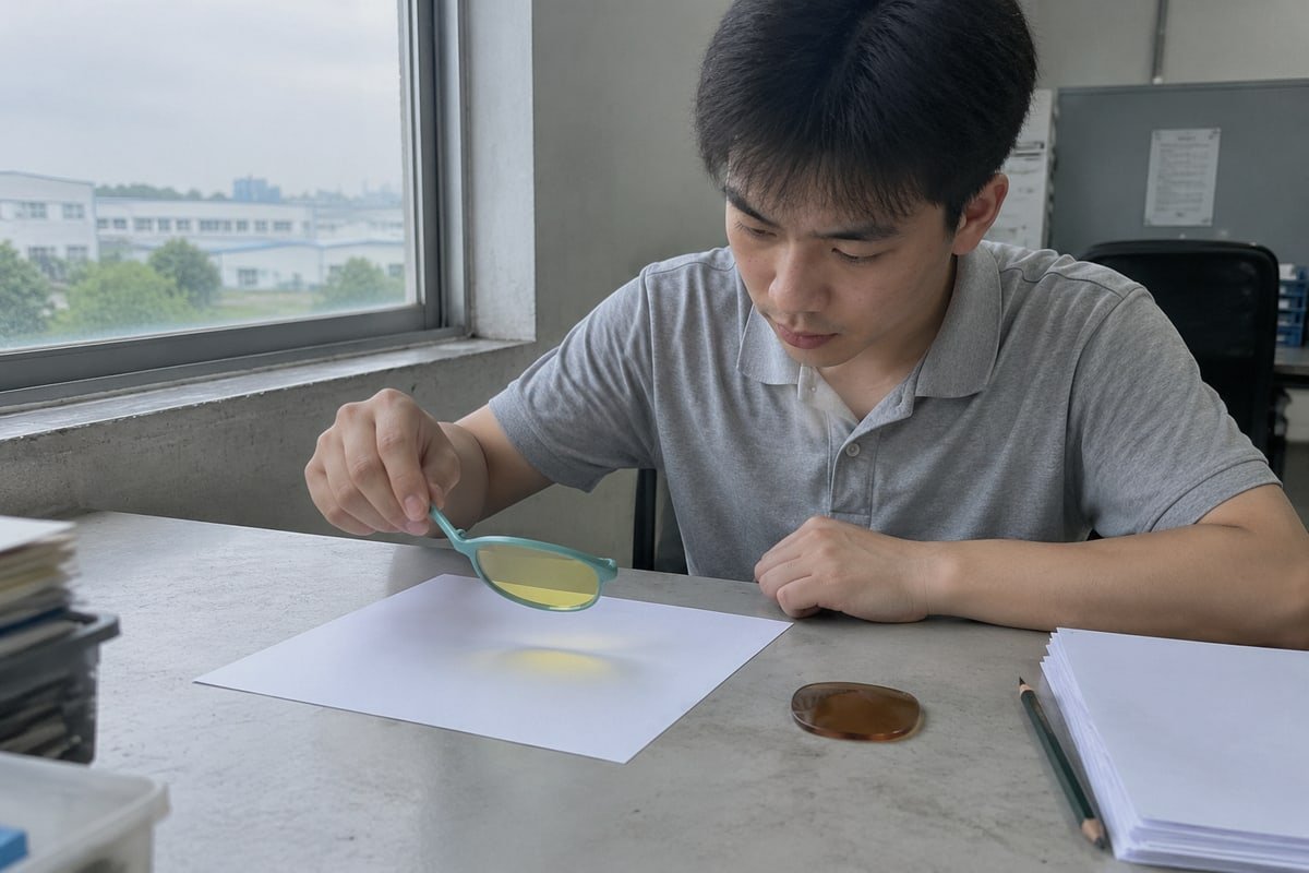Testing Transmittance Quality Testing light transmittance quality with spectrophotometer before bulk manufacturer orders (ID#4)
