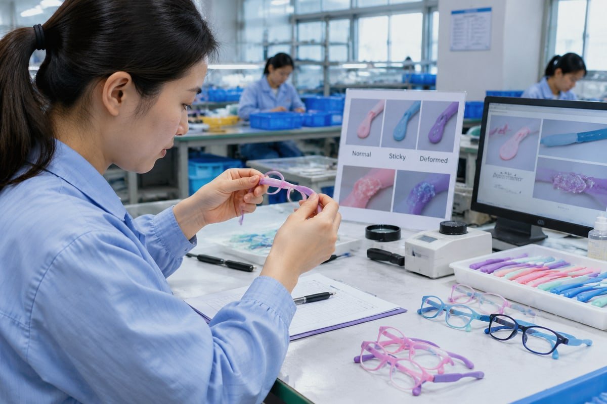 Switching to TPEE or TR90 materials to prevent silicone degradation in kids glasses (ID#5)