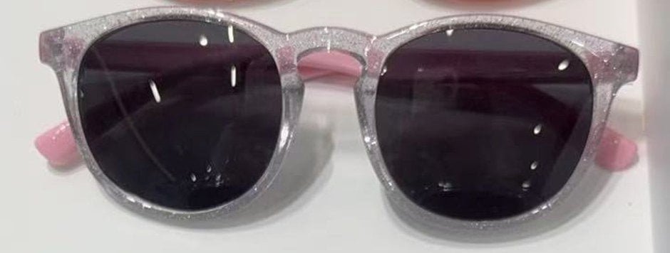 Actual sample of a translucent eyewear frame with decorative glitter