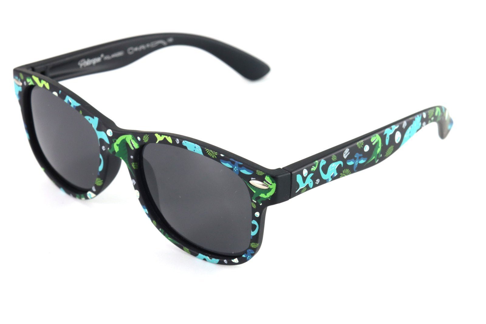 Actual sample of heat-transfer patterns on an eyewear frame and temples