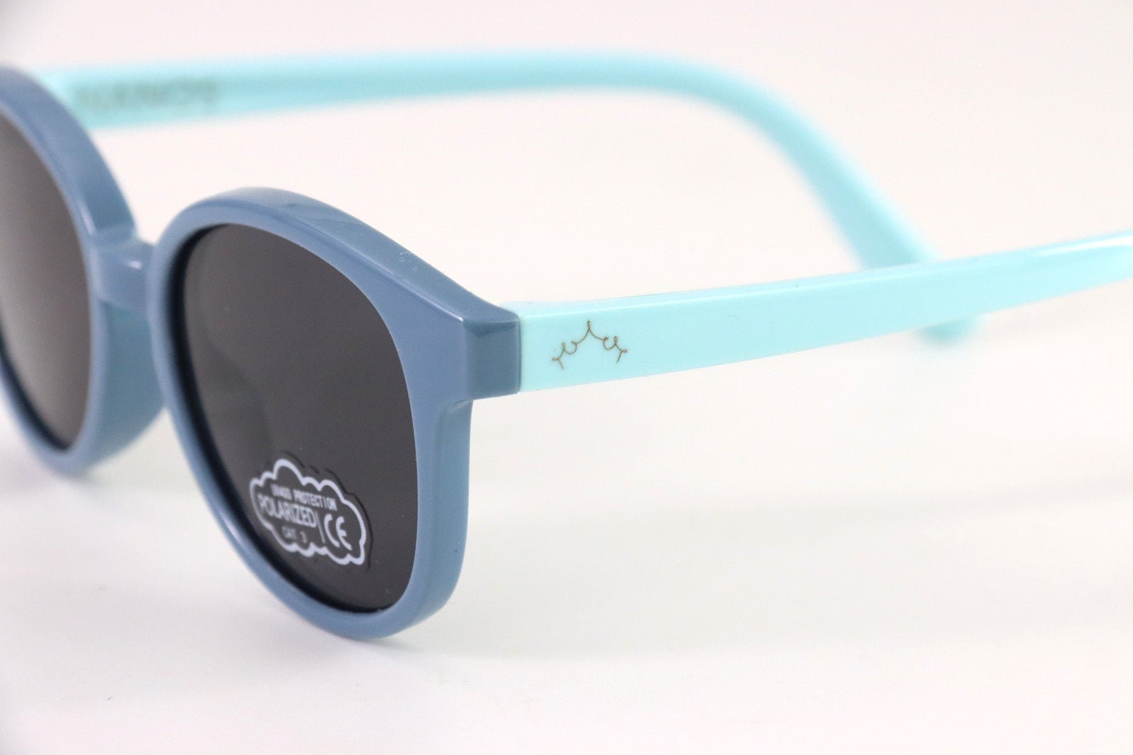 Actual sample of infrared laser marking on an eyewear temple